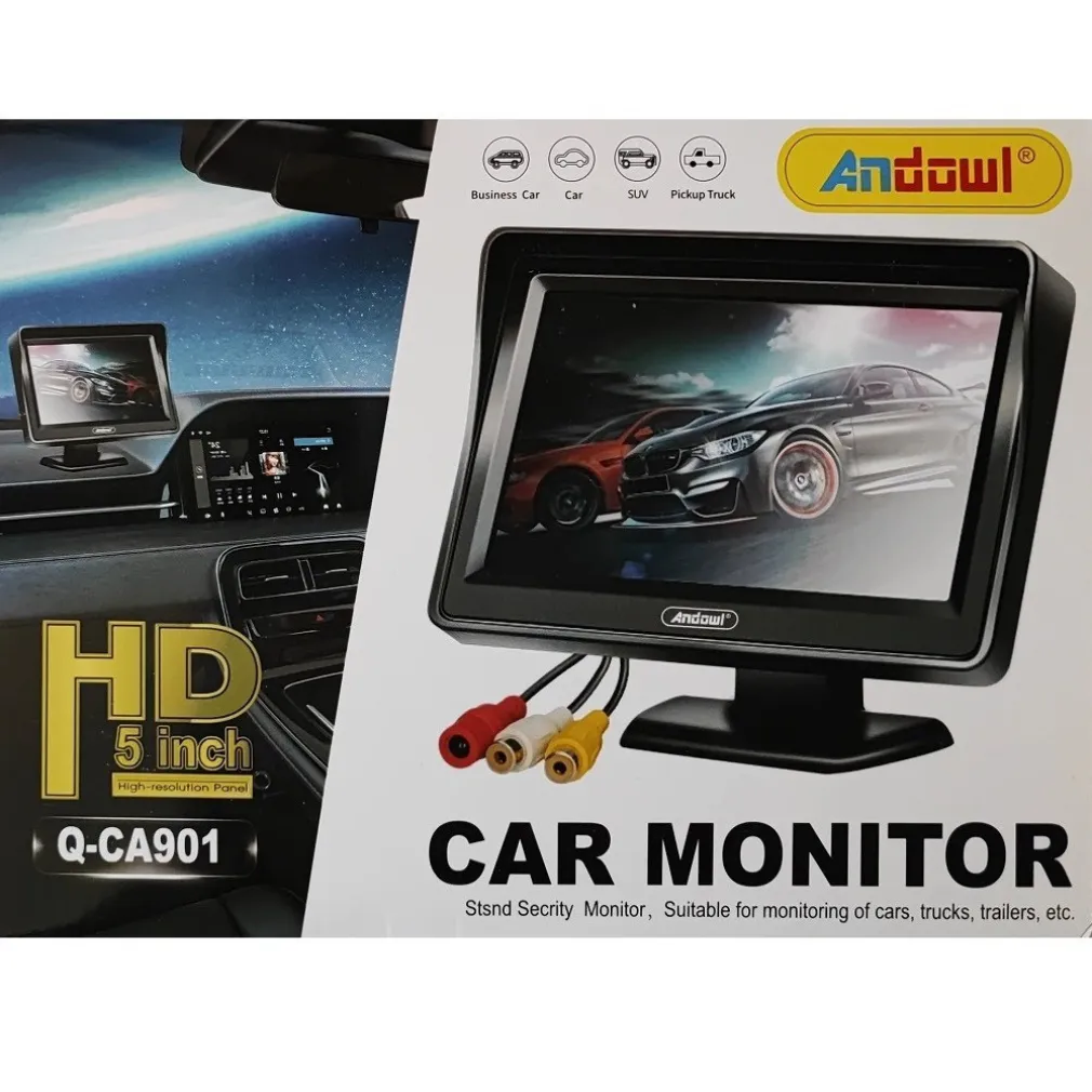 MONITOR PER AUTO SUV CAMIONCINO Q-CA901 DA 5" HD AV A COLORI TFT-LCD TELECAMERA