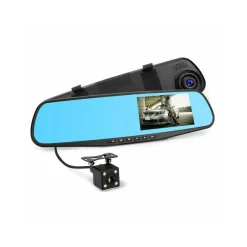 MONITOR PER SPECCHIETTI AUTO 4,5" Q-CA599 CON VIDEOCAMERA ANTERIORE POSTERIORE HD