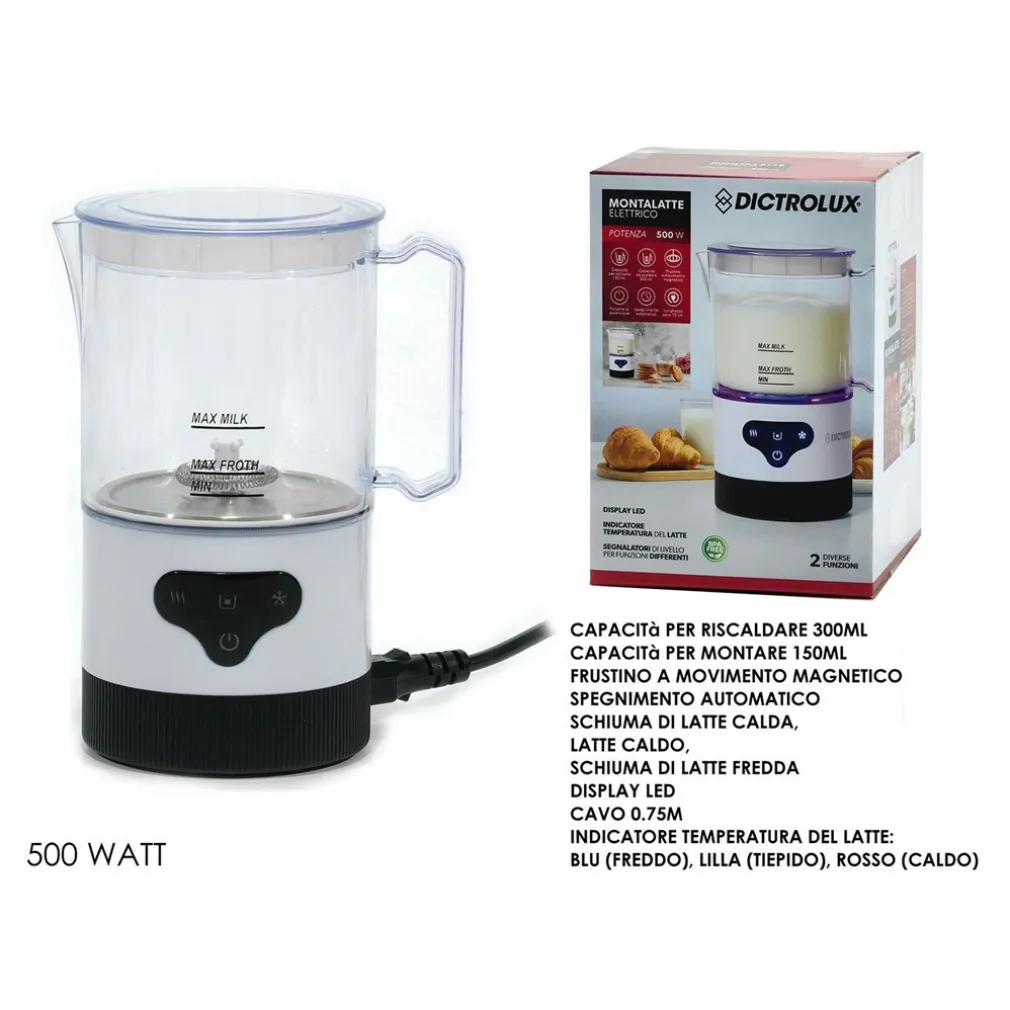 MONTALATTE ELETTRICO 500 WATT CON DISPLAY LED INDICATORE TEMPERATURA 2 DIVERSE FUNZIONI