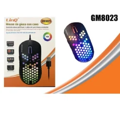 MOUSE GAMING DA GIOCO CON FILO USB 2.0 DPI REGOLABILE 6400DPI 7 LUCE RGB GM8023
