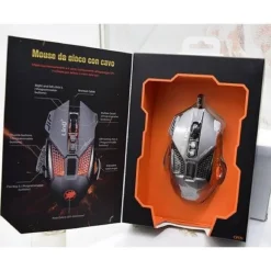 MOUSE GAMING DA GIOCO CON FILO USB 2.0 DPI REGOLABILE 4000DPI RGB COMPUTER GM8009