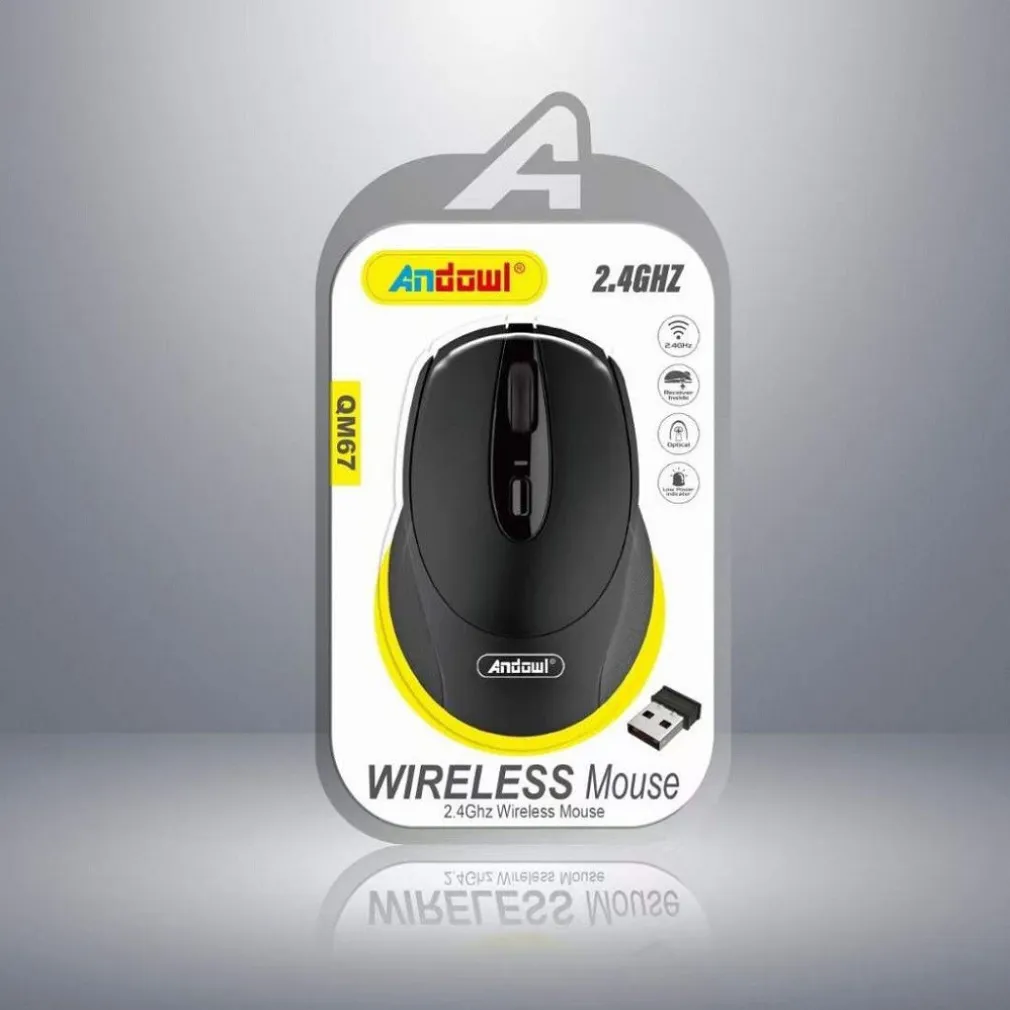 MOUSE SENZA FILI SENSORE OTTICO WIRELESS 2.4GHZ DISTANZA 6/10 METRI PER PC QM67