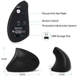 MOUSE VERTICALE WIRELESS 2.4GHZ ERGONOMICO CON 7 LUCI LED RGB SENZA FILI W9002