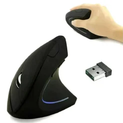 MOUSE VERTICALE WIRELESS 2.4GHZ ERGONOMICO CON 7 LUCI LED RGB SENZA FILI W9002