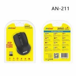 MOUSE WIRELESS OTTICO 2.4GHZ RICETRASMETTITORE USB ERGONOMICO COMPUTER PC AN-211