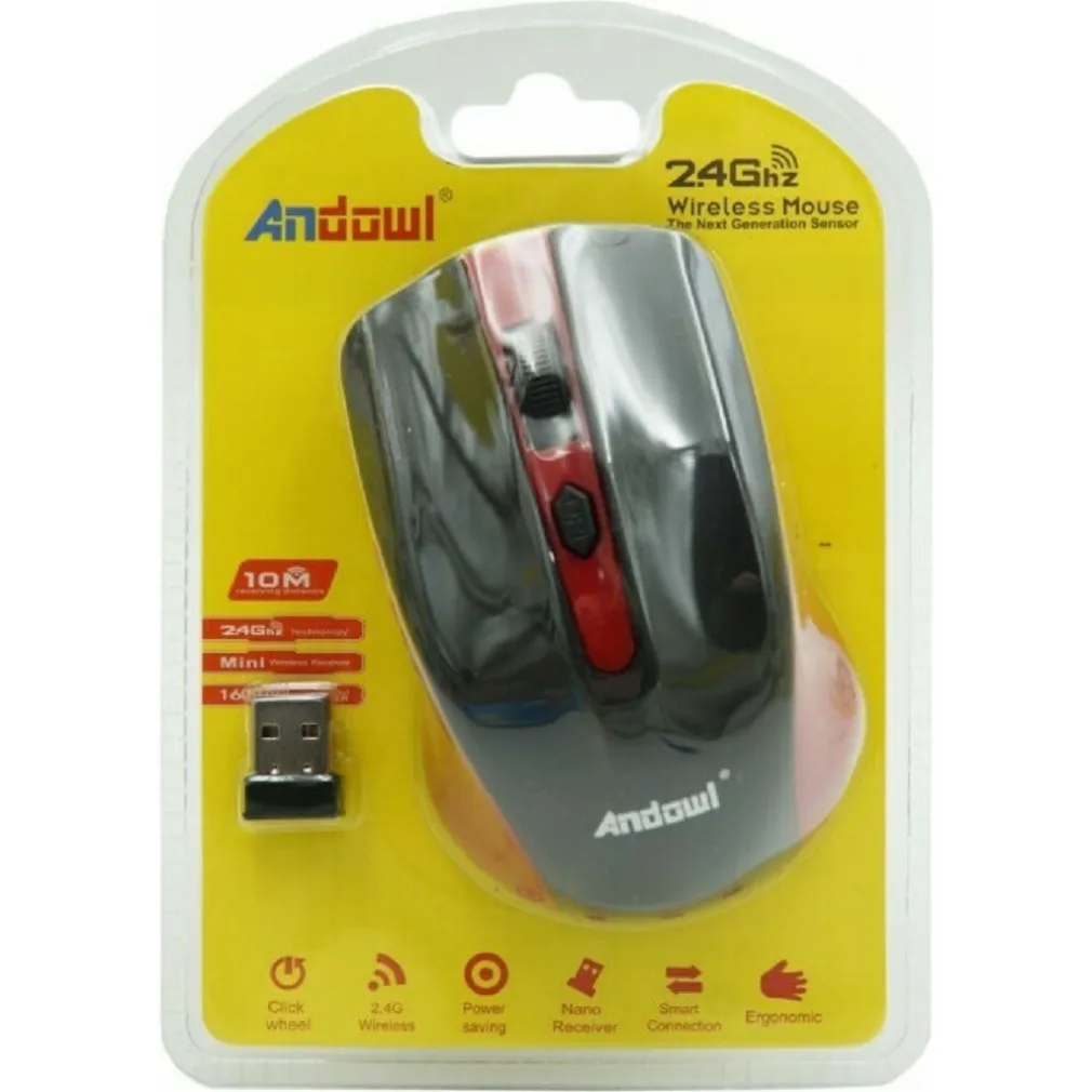 MOUSE WIRELESS OTTICO 2.4GHZ RICETRASMETTITORE USB ERGONOMICO COMPUTER PC AN-211