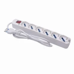 MULTIPRESA 6 USCITE UNIVERSALI SPINA 16A CAVO 3MT BIANCO CON INTERRUTTORE 80191N