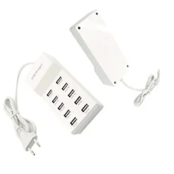 MULTIPRESA CARICATORE RAPIDO 50 WATT A 10 PORTE USB DC5V T-10A08 PER SMARTPHONE