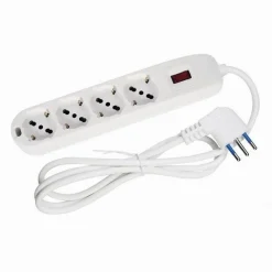 MULTIPRESA CIABATTA 4 USCITE UNIVERSALI SPINA 10A CAVO 1.5 METRI BIANCO 80184N