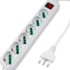 MULTIPRESA CIABATTA ELETTRICA A 6 POSTI CON PROTEZIONE SOVRACCARICO 250V 2500W