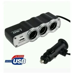 MULTIPRESA MOLTIPLICATORE 3 PRESE ACCENDISIGARI 12/24 VOLT PRESA USB PER AUTO