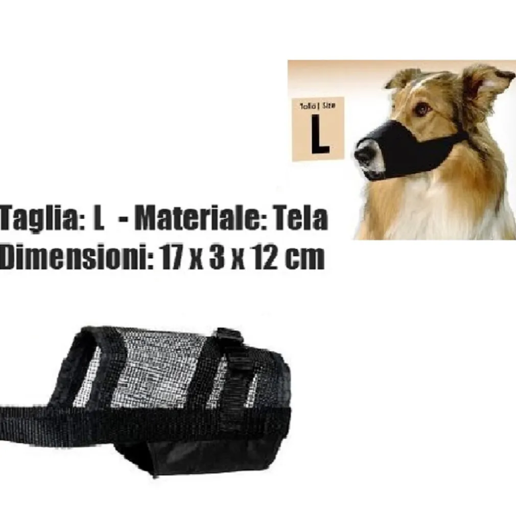 MUSERUOLA CANE MISURA L IN TELA ROBUSTA LEGGERA ATOSSICA LAVABILE NERO