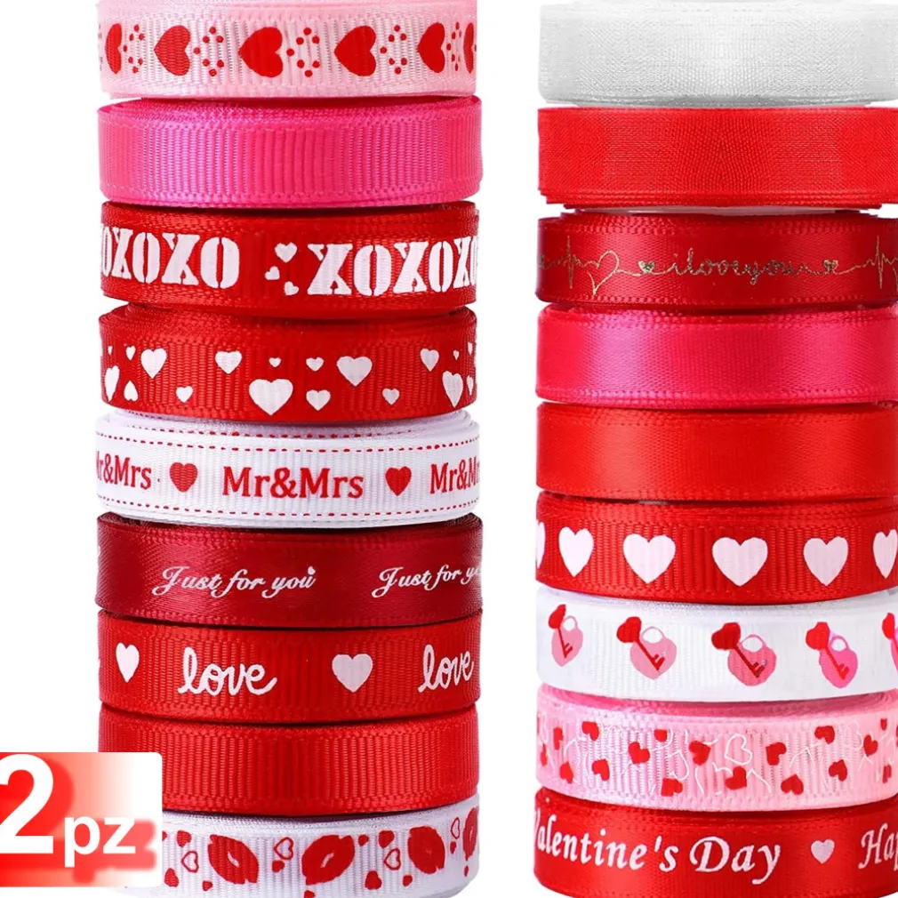 NASTRO SAN VALENTINO ASS. 1x270 CM 2 PEZZI MATRIMONIO ANNIVERSARIO DECORAZIONI REGALO
