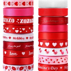 NASTRO SAN VALENTINO ASS. 1x270 CM 2 PEZZI MATRIMONIO ANNIVERSARIO DECORAZIONI REGALO