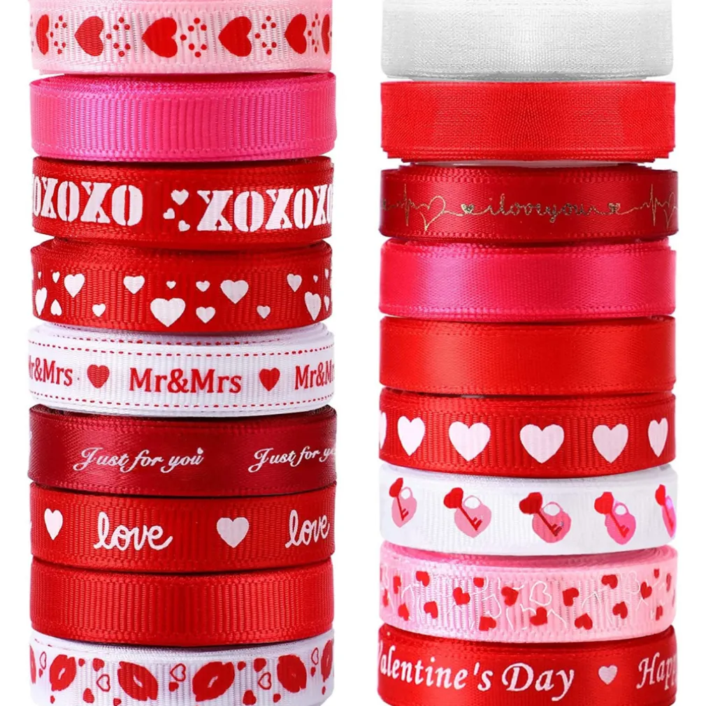 NASTRO SAN VALENTINO ASS. 1x270 CM 2 PEZZI MATRIMONIO ANNIVERSARIO DECORAZIONI REGALO