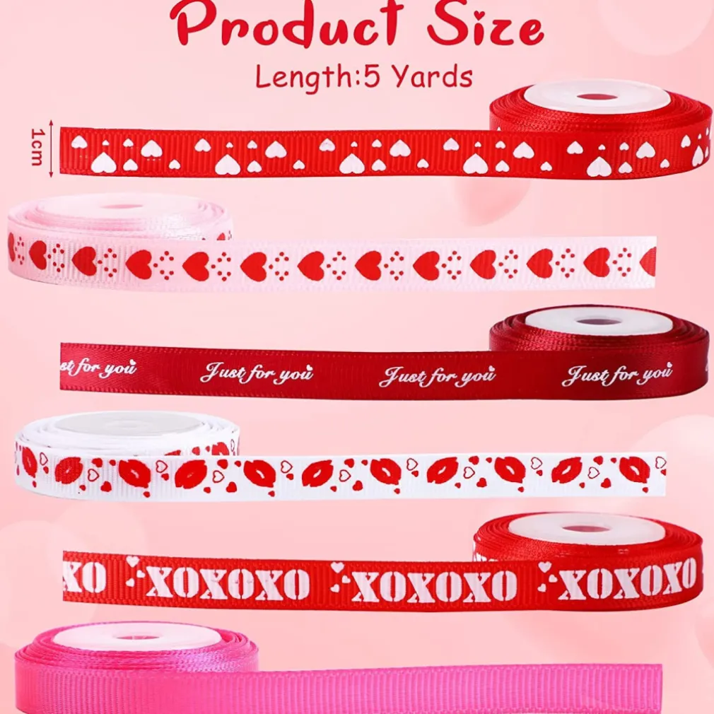 NASTRO SAN VALENTINO ASS. 1x270 CM 2 PEZZI MATRIMONIO ANNIVERSARIO DECORAZIONI REGALO