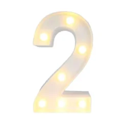 NUMERO 2 LUMINOSO CON LUCI LED A BATTERIA DECORAZIONI PER LA CASA DIM. 22 CM