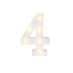NUMERO 4 LUMINOSO CON LUCI LED A BATTERIA DECORAZIONI PER LA CASA DIM. 22 CM