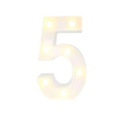 NUMERO 5 LUMINOSO CON LUCI LED A BATTERIA DECORAZIONI PER LA CASA DIM. 22 CM