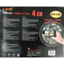 NVR 4CH CANALI REGISTRATORE REC&LIVE FULL HD 1080P WIFI H.264 H.265 P2P NVR-6604