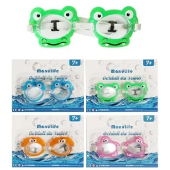 OCCHIALINI DA NUOTO PER BAMBINI DA PISCINA CON ANIMALETTI COLORATI 16X4CM 605419