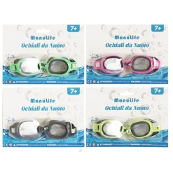OCCHIALINI DA NUOTO PER BAMBINI ADULTI UNISEX PISCINA COLORATI 7+ ANNI 16X4CM 605418