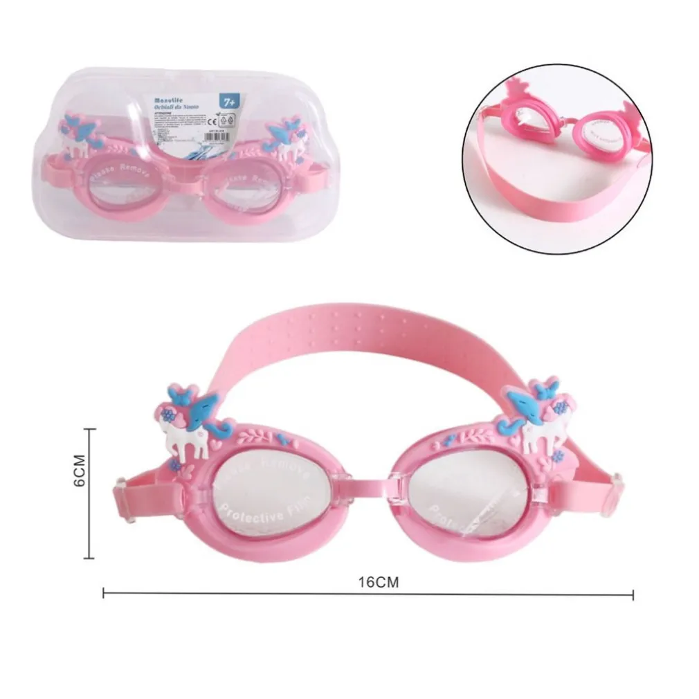 OCCHIALINI DA NUOTO UNICORNO PER BAMBINI DAI 7+ ANNI ANTIAPPANNAMENTO UV 16X6CM 618447