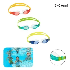 OCCHIALINI DA NUOTO WAVE 3-6 ANNI IN SILICONE CON PROTEZIONE UV 3 COLORI 21062