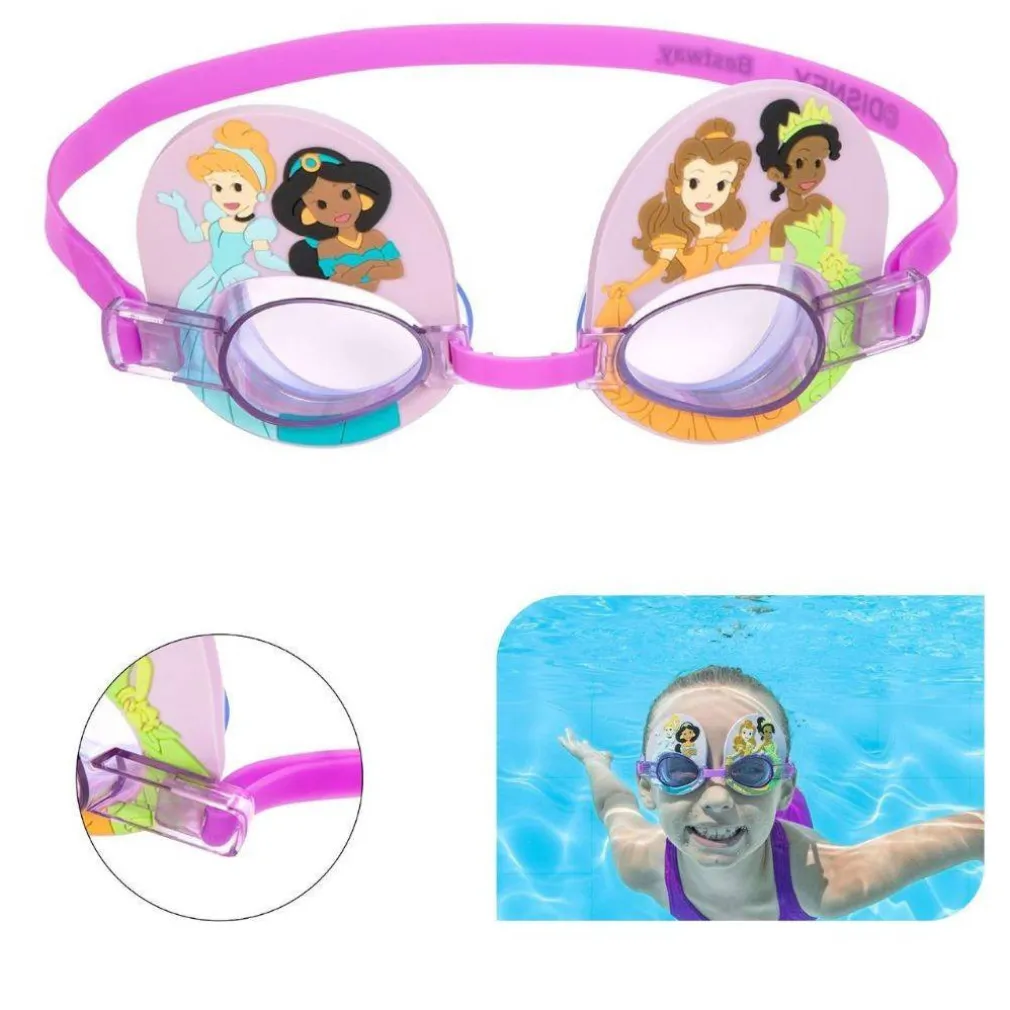 OCCHIALINI DISNEY PRINCIPESSE PER BAMBINI REGOLABILI NUOTO PISCINA MARE ESTATE
