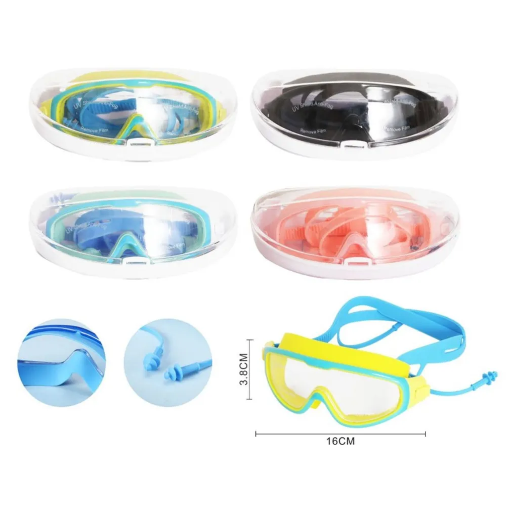 OCCHIALINI MASCHERA DA NUOTO CON TAPPI INCORPORATI PISCINA MARE ESTATE 4 COLORI 605424