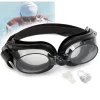OCCHIALINI NERO NUOTO PISCINA MARE SPORT REGOLABILI CON TAPPI PER NASO ORECCHIE