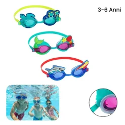 OCCHIALINI NUOTO PER BAMBINI 3+ANNI CINTURINO REGOLABILE DESIGN ASSORTITI 21080