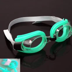 OCCHIALINI VERDE NUOTO PISCINA MARE SPORT REGOLABILI CON TAPPI PER NASO ORECCHIE
