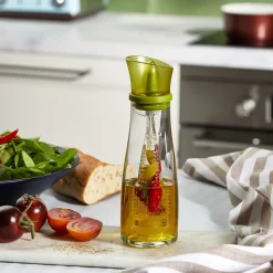 OLIERA CON INFUSORE IN VETRO VERDE CAPACITÀ DA 250 ML PER CONDIRE ALIMENTI CUCINA