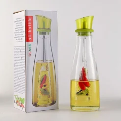 OLIERA CON INFUSORE IN VETRO VERDE CAPACITÀ DA 250 ML PER CONDIRE ALIMENTI CUCINA