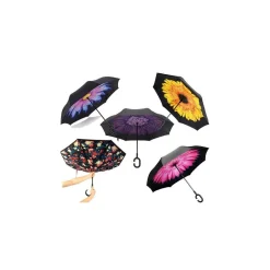 OMBRELLO REVERSIBILE APERTURA INVERSA AUTO CASA ROVESCIATO ANTI PIOGGIA MODA