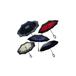 OMBRELLO REVERSIBILE APERTURA INVERSA AUTO CASA ROVESCIATO ANTI PIOGGIA MODA