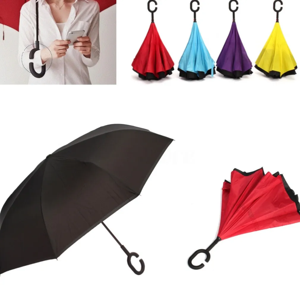 OMBRELLO REVERSIBILE APERTURA AL CONTRARIO AUTO ROVESCIATO ANTI PIOGGIA MODA