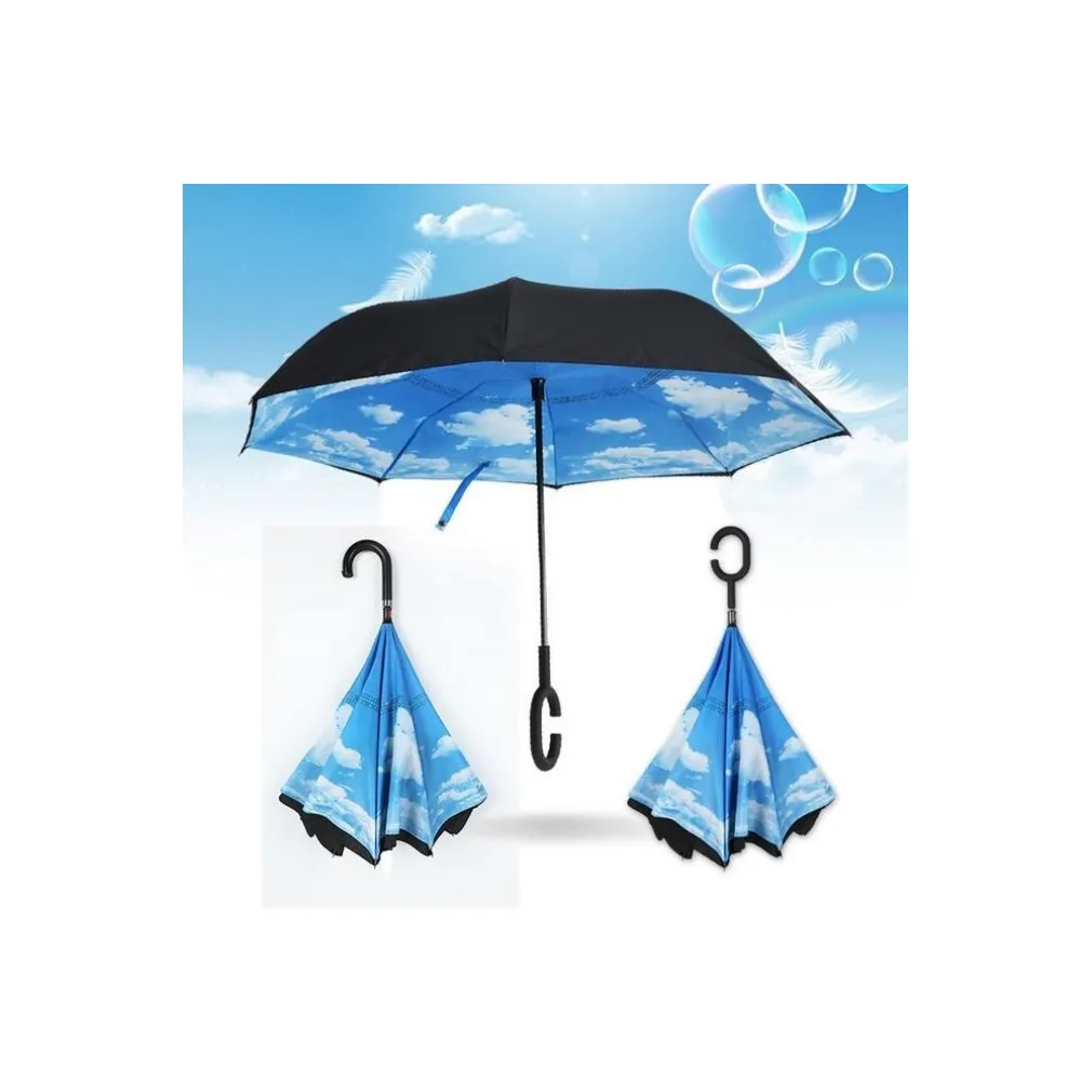 OMBRELLO REVERSIBILE APERTURA AL CONTRARIO AUTO ROVESCIATO ANTI PIOGGIA MODA