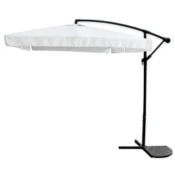 OMBRELLONE A BRACCIO LATERALE DA GIARDINO 3X3MT PROTEZIONE SOLE BIANCO CON BASE 223218