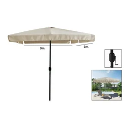 OMBRELLONE DA GIARDINO ESTERNO BALCONE TERRAZZO BEIGE 3X2 MT CON MANOVELLA 223221