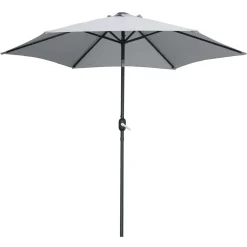 OMBRELLONE DA GIARDINO GAZEBO OMBRELLO PARASOLE 236XØ270CM GRIGIO CON MANOVELLA 206425