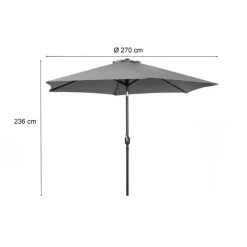 OMBRELLONE DA GIARDINO GAZEBO OMBRELLO PARASOLE 236XØ270CM GRIGIO CON MANOVELLA 206425