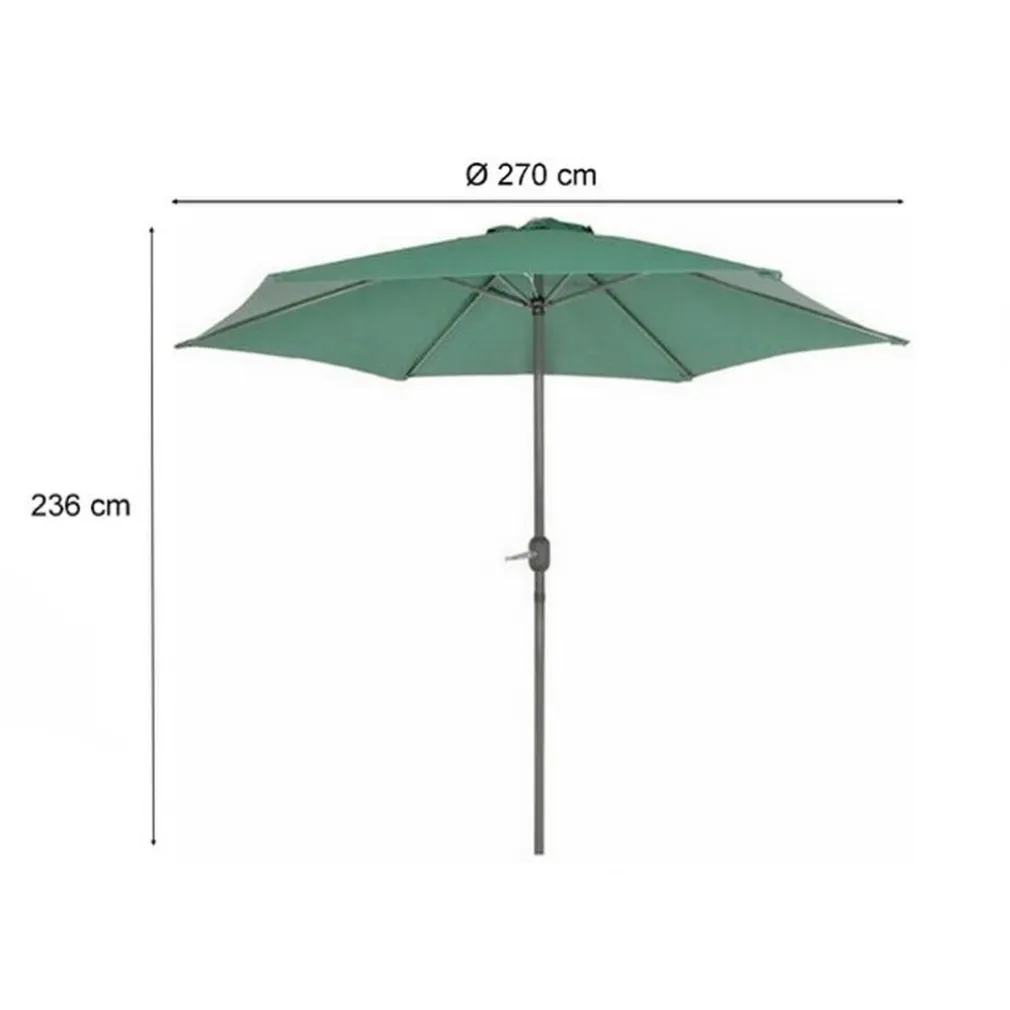 OMBRELLONE DA GIARDINO GAZEBO OMBRELLO PARASOLE 236XØ270CM VERDE CON MANOVELLA 206423