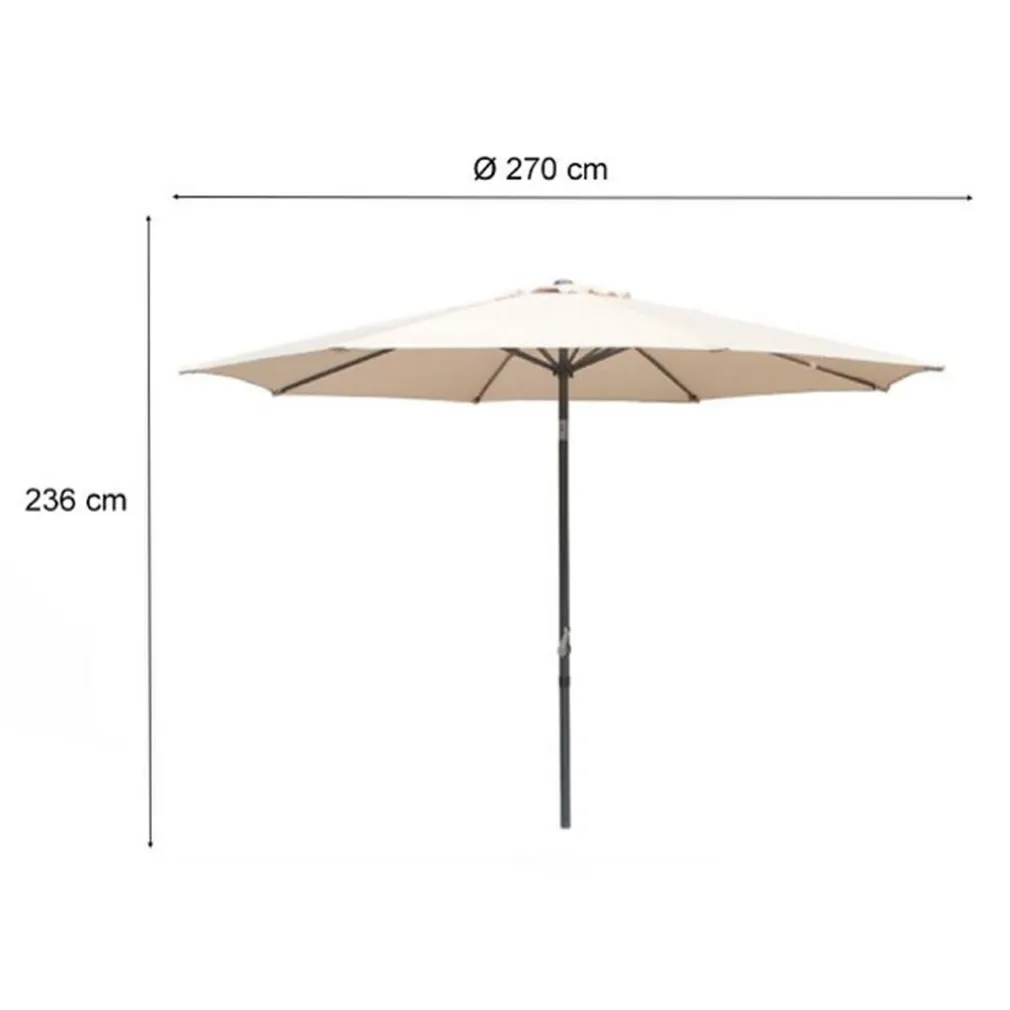 OMBRELLONE DA GIARDINO GAZEBO OMBRELLO PARASOLE 236XØ270CM BEIGE CON MANOVELLA 206424