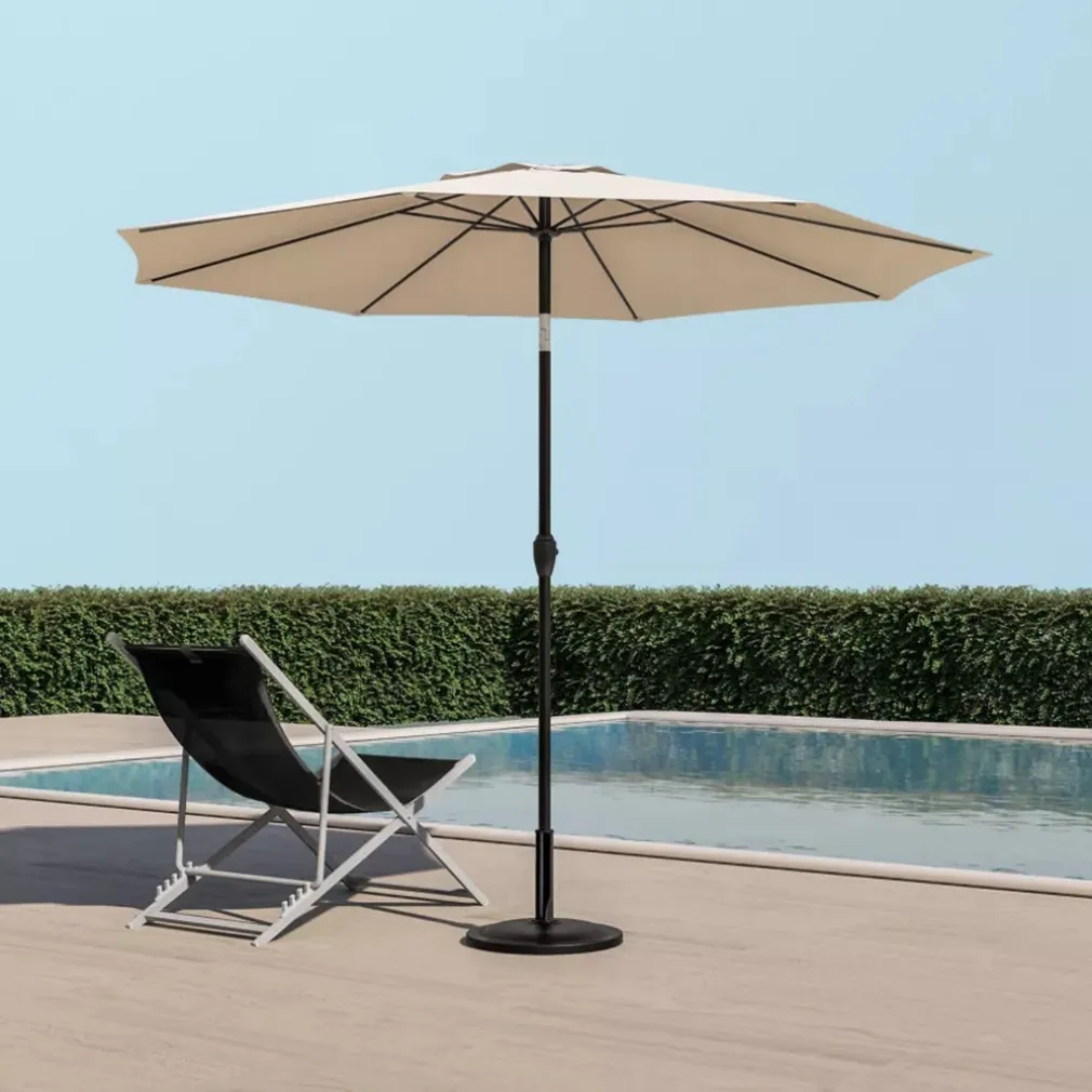 OMBRELLONE DA GIARDINO GAZEBO OMBRELLO PARASOLE 236XØ270CM BEIGE CON MANOVELLA 206424