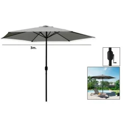 OMBRELLONE DA GIARDINO GRIGIO PALO CENTRALE ESAGONALE PARASOLE BALCONE Ø300CM 206422