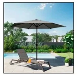 OMBRELLONE DA GIARDINO GRIGIO PALO CENTRALE ESAGONALE PARASOLE BALCONE Ø300CM 206422