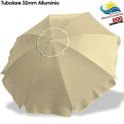 OMBRELLONE DA SPIAGGIA ALLUMINIO 2 METRI CON SNODO TESSUTO POLYESTERE PALO 32 MM