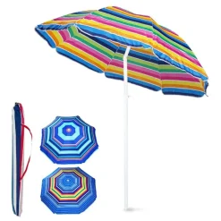 OMBRELLONE DA SPIAGGIA MARE MULTICOLORE 180 CM PALO CON SNODO CUSTODIA TRASPORTO 615155